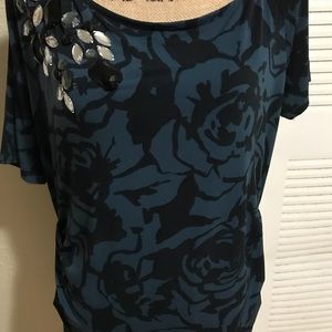 ⚠️SOLD⚠️ NWOT.. blue with black pattern dress
